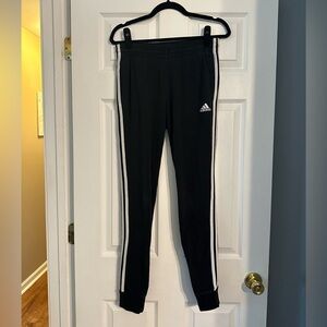Adidas Women’s Black Joggers with White Stripes